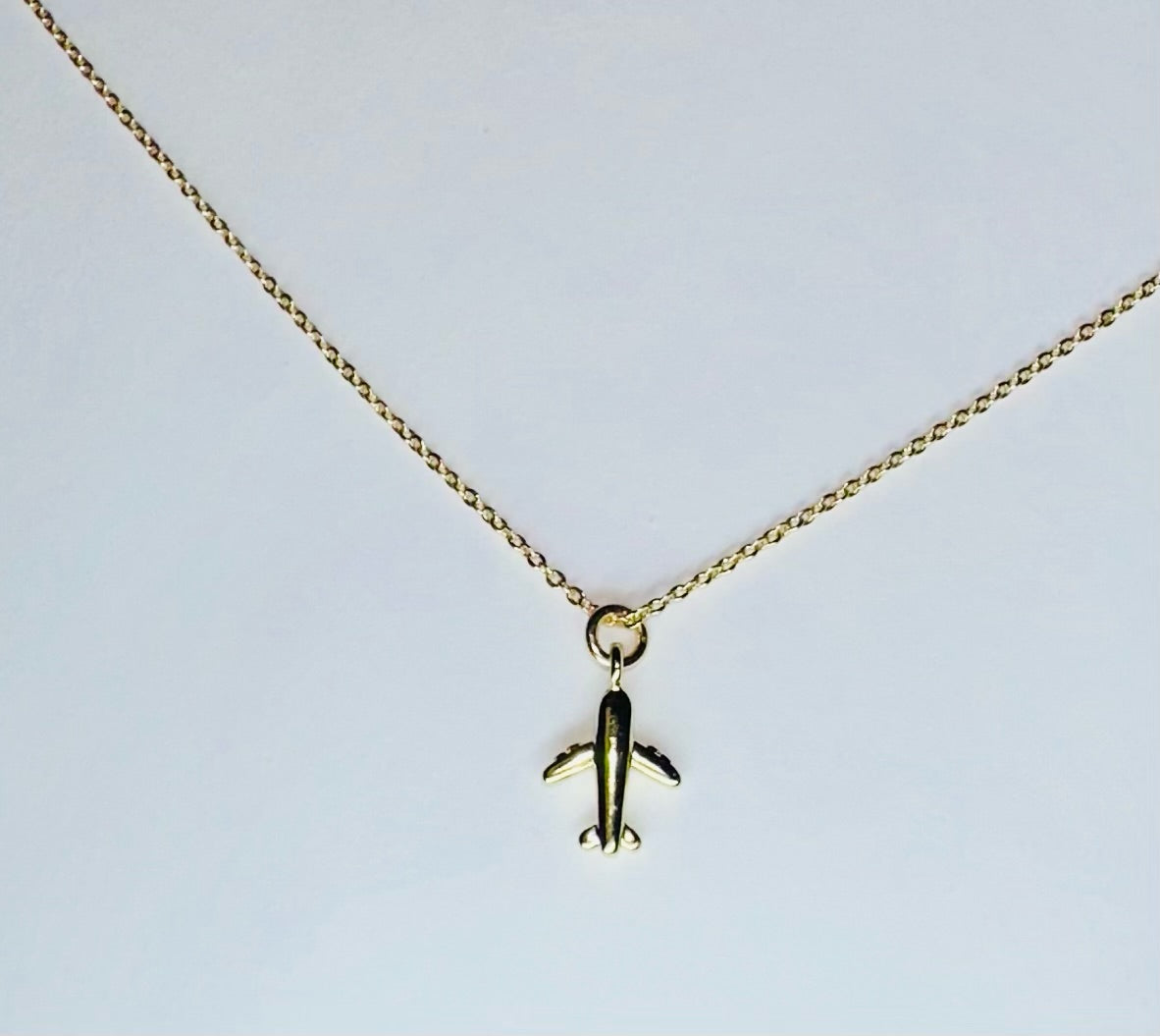 Gold Airplane Charm with 20" Gold Chain