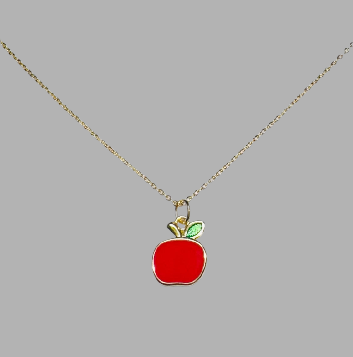 Gold Apple Charm with 20" Gold Chain