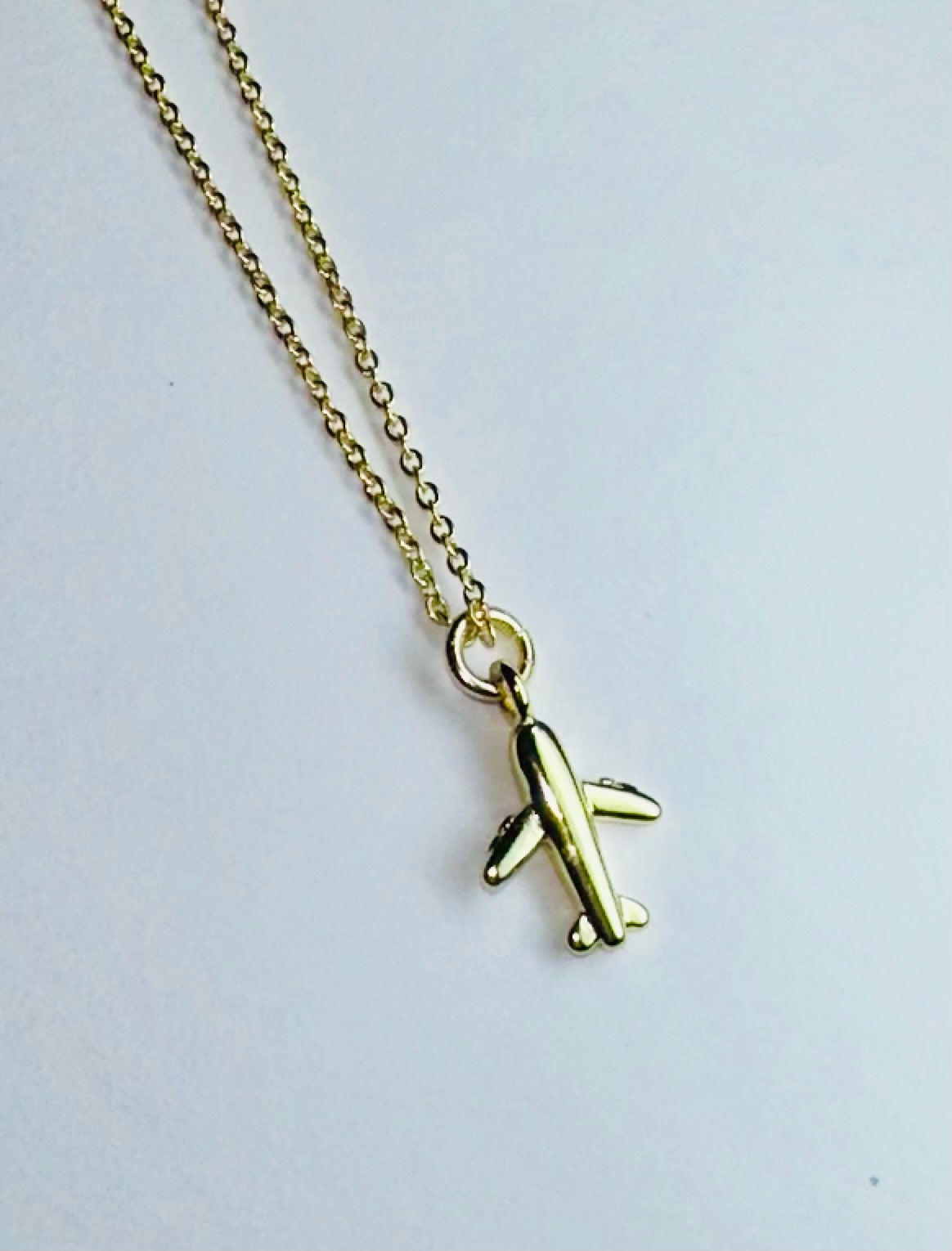 Gold Airplane Charm with 20" Gold Chain