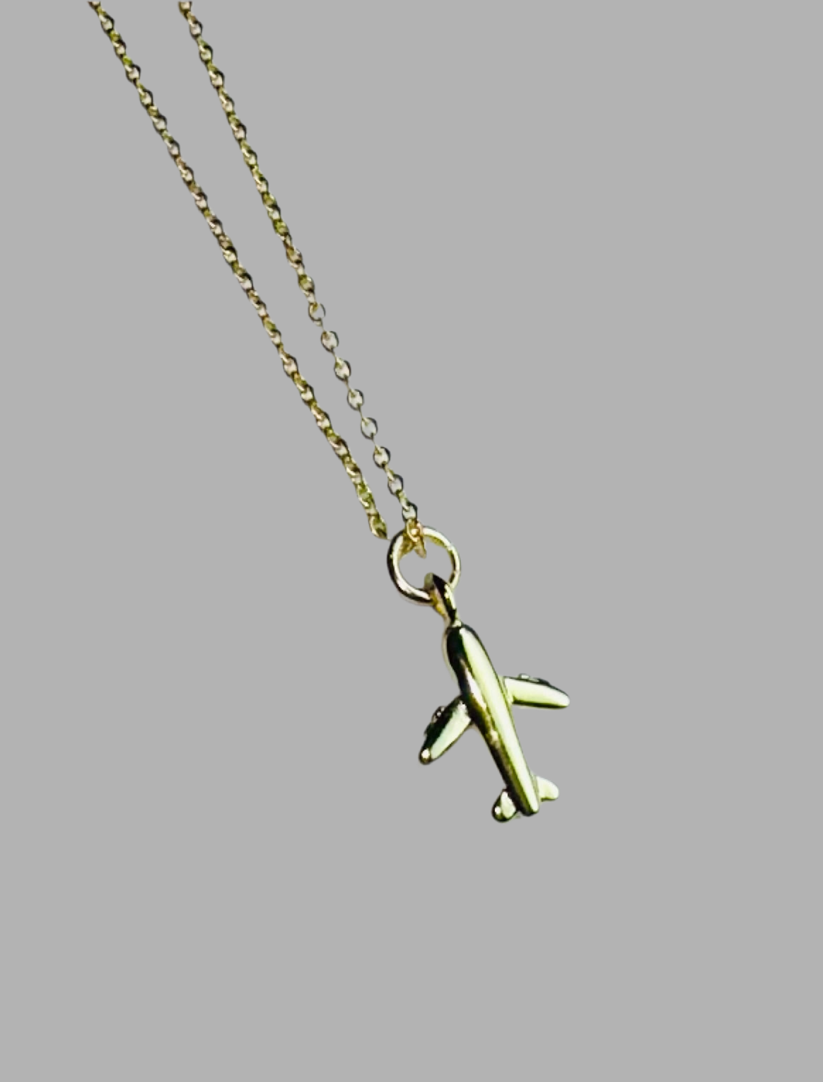 Gold Airplane Charm with 20" Gold Chain