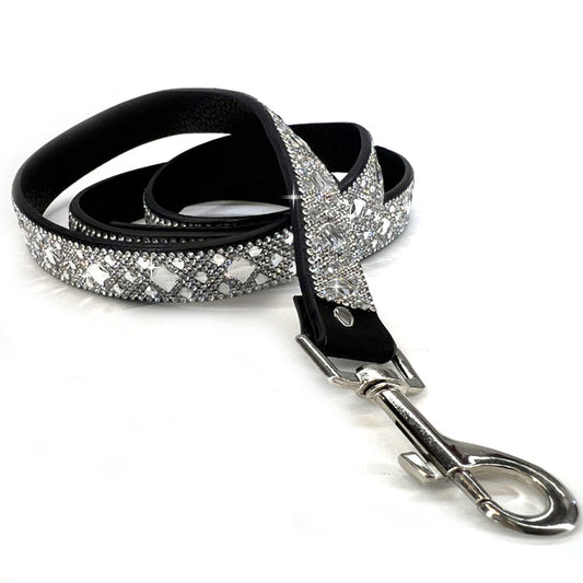 DIAMONDS IN THE RUFF DOG LEASH SILVER