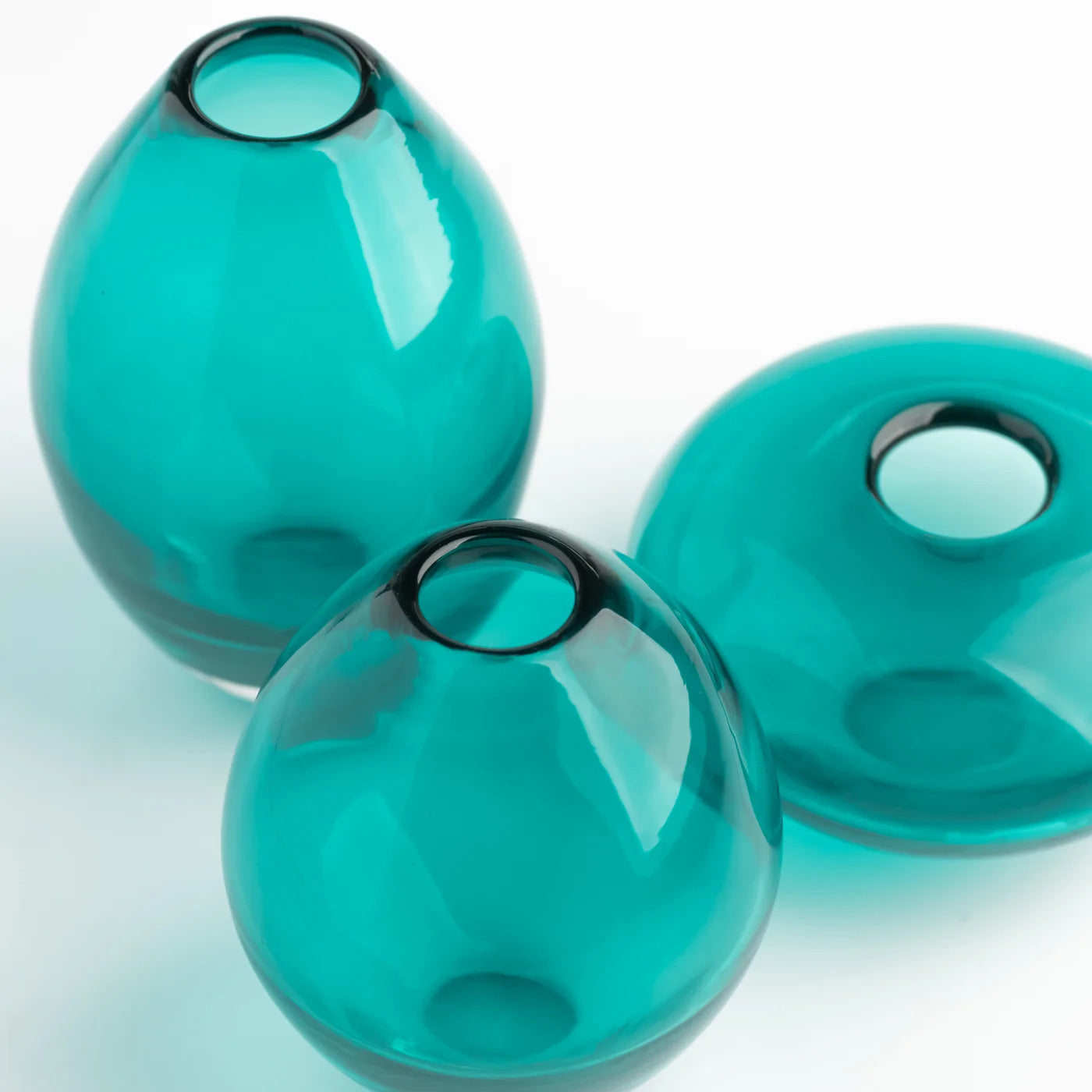 Mini Lustre Assorted 3 Piece Turquoise Glass Vase Set