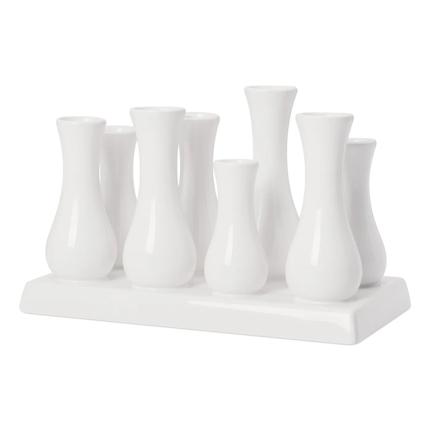 Multi Tube Rectangle White Ceramic Vase