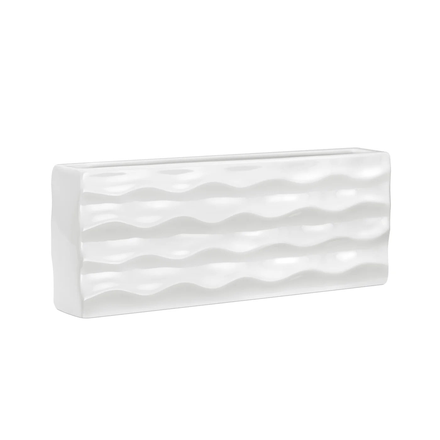 Ripple Ceramic Rectangle Vase White