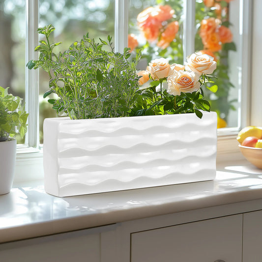 Ripple Ceramic Rectangle Vase White